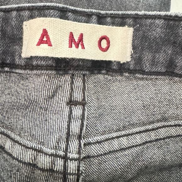 AMO Twist Zip Jeans Womens Size 26 Smoked Black Denim Mid Rise Cropped Skinny - Picture 12 of 15